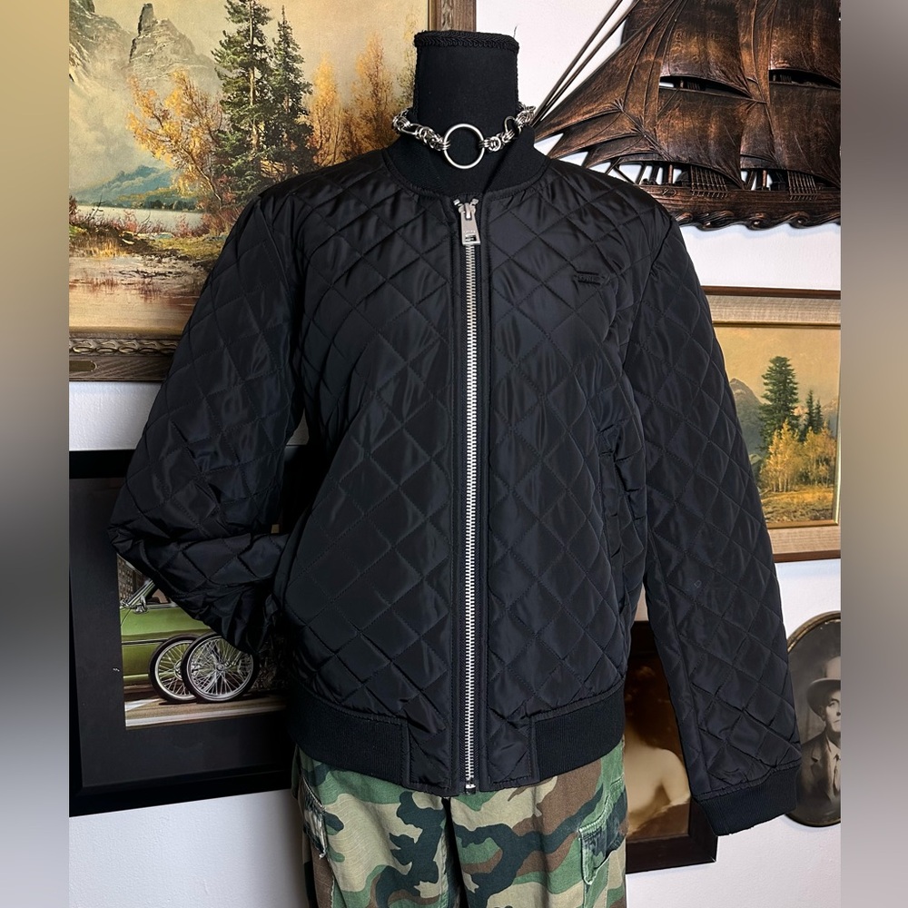 LEVI'S Diamond Point Black Quilted Bomber Jacket Unisex S-M